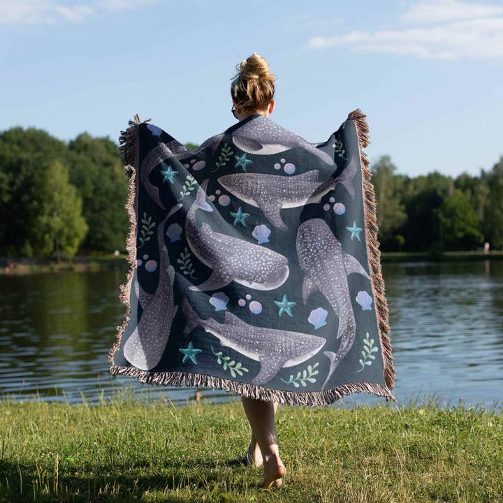 Whale Shark Woven Blanket | Gift Items for wholesale by Sisterly Gifts Shop