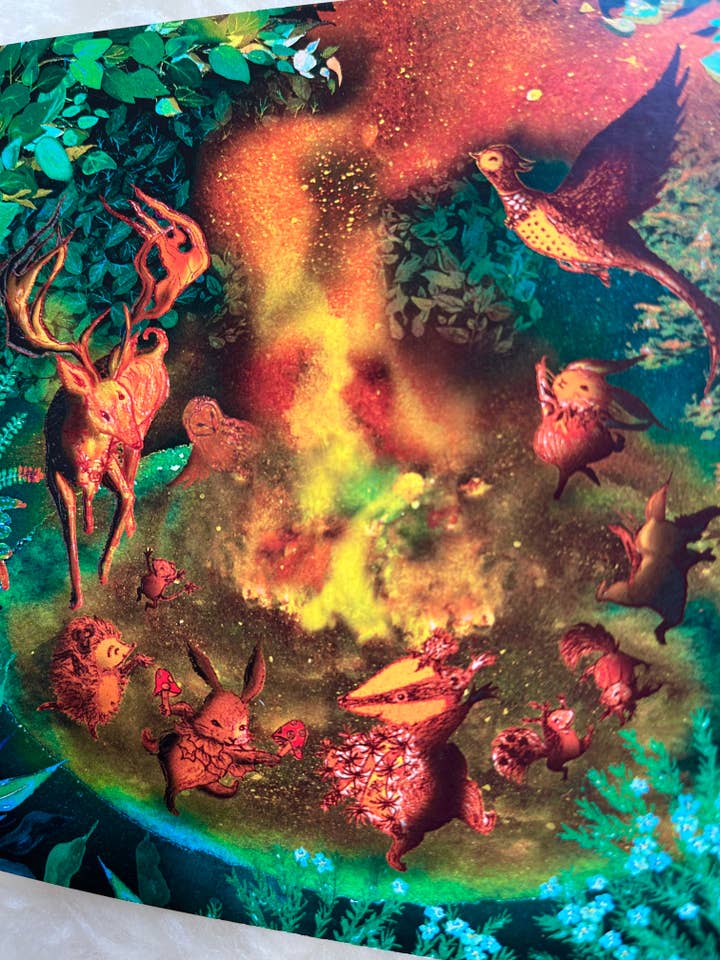 Carte d'amitié avec un animal de la forêt - Carte illustrée Bonfire pour la vente par CherieChenArts