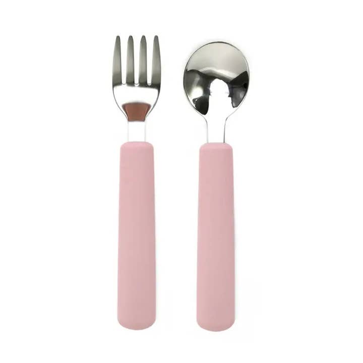 Posate per Bambini forchetta e cucchiaino - Rosa - per la vendita all'ingrosso da parte di Loo.Up Italy