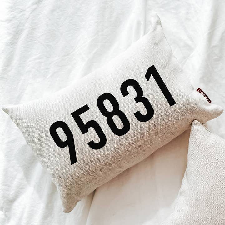Modern Zip Code Faux Down Pillow for wholesale by 521handmade