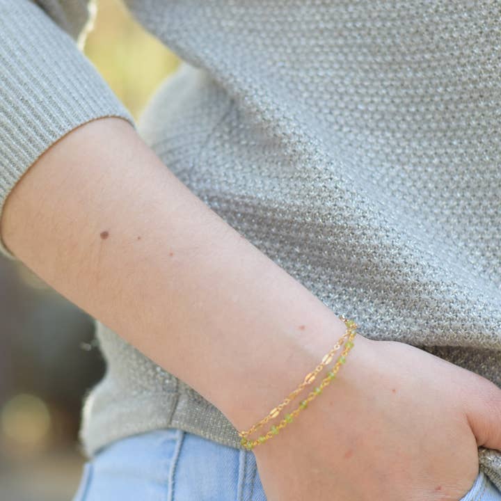 CY Design Studio - Wholesale Link & chain bracelet - Peridot Dual Chain Bracelet1