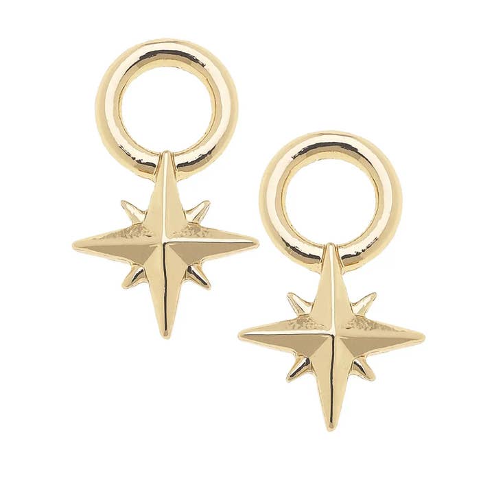 North Star Huggie Charm (Set of 2) in Shiny Gold for wholesale by Canvas Style