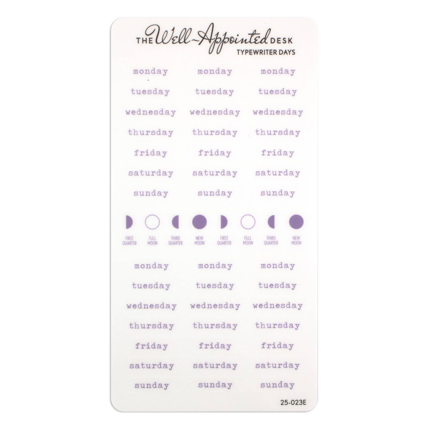 The Well-Appointed Desk - Wholesale Sticker - Typewriter Days Weekly Sticker Sheet (25-023) 5