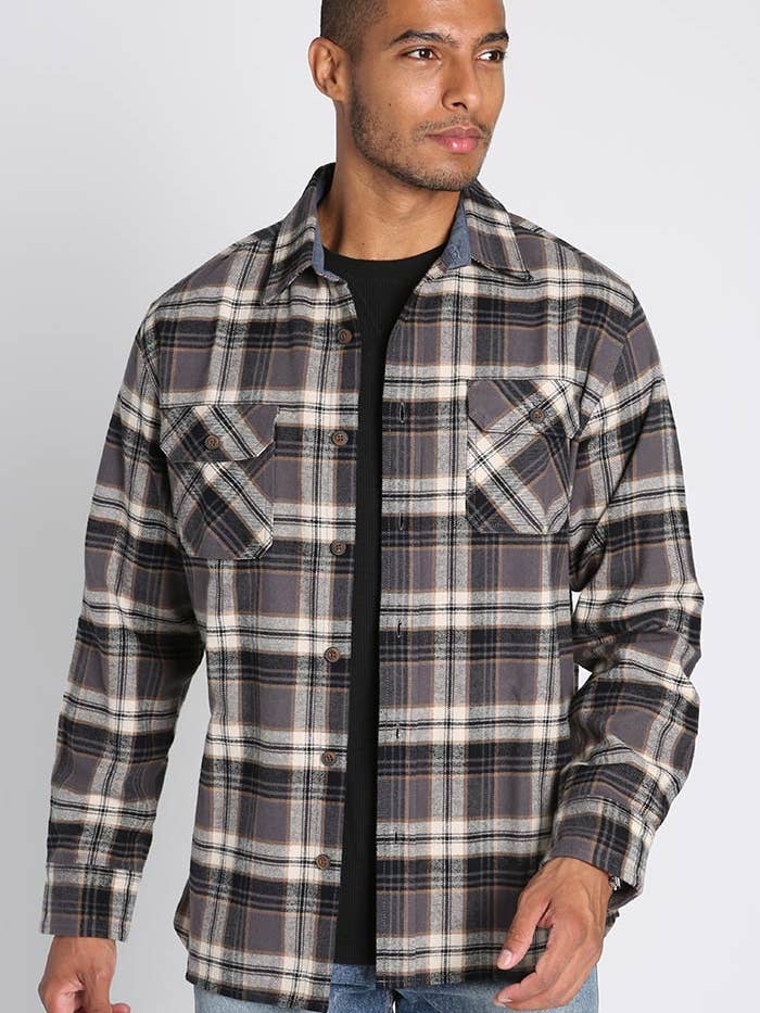 JACHS NY - Wholesale Button Down Shirt - Men's - Brawny Flannel & Thermal 2-Pack