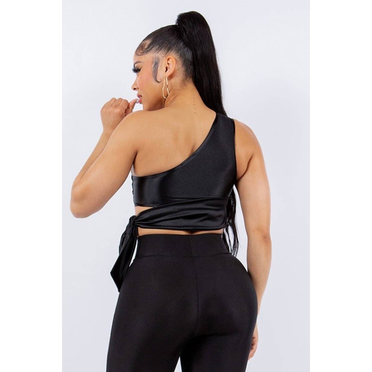 Esmeray Clothing - Wholesale Blouse - Women's - Sculpted Elegance One-Shoulder Crop Top1