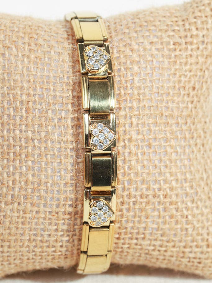 Gold Link Bracelet with Pavé Crystal Hearts for wholesale by Little Luxe Charm Co.