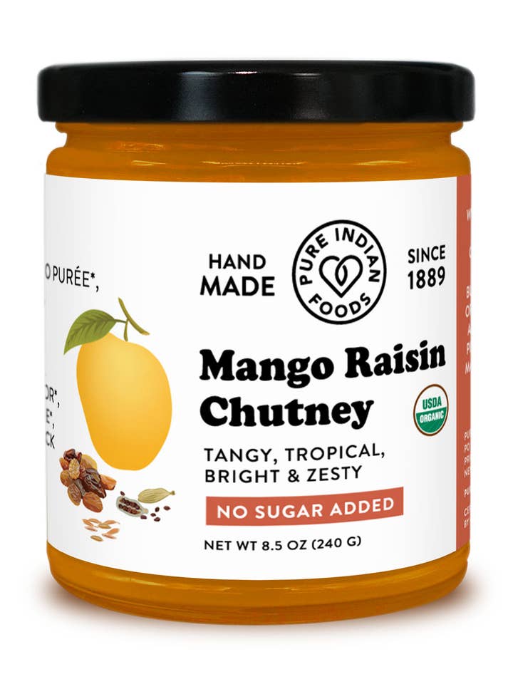 Chutney à la mangue et aux raisins secs, certifié biologique - 8,5 oz pour la vente par Pure Indian Foods