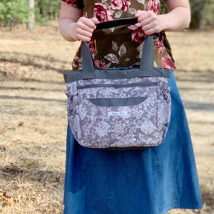 Modesty n Mind - Wholesale Tote Bag - Women's - Gray & White Mini Everything Tote0