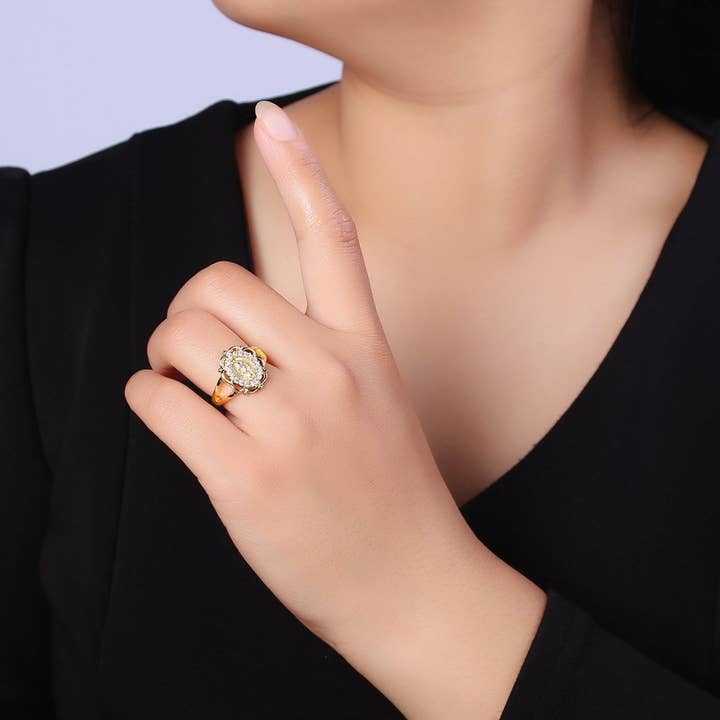 Aim Eternal - Wholesale Multi-Stone Ring - Our Lady of Guadalupe Gold Rings Virgin Mary Religious Ring O-21631