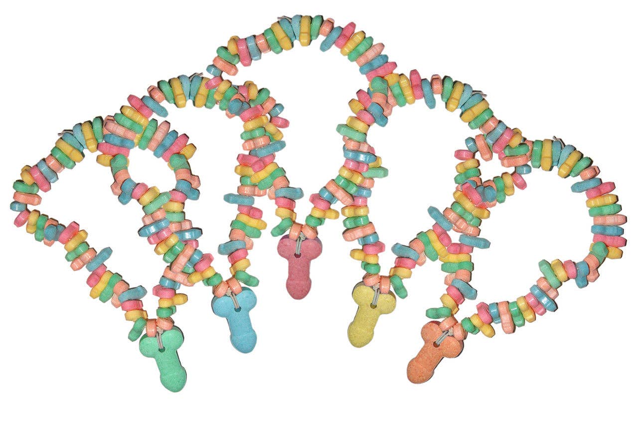 Little Genie Productions - Wholesale Hard Candy - Super Fun Penis Candy Necklace - POP Display of 243