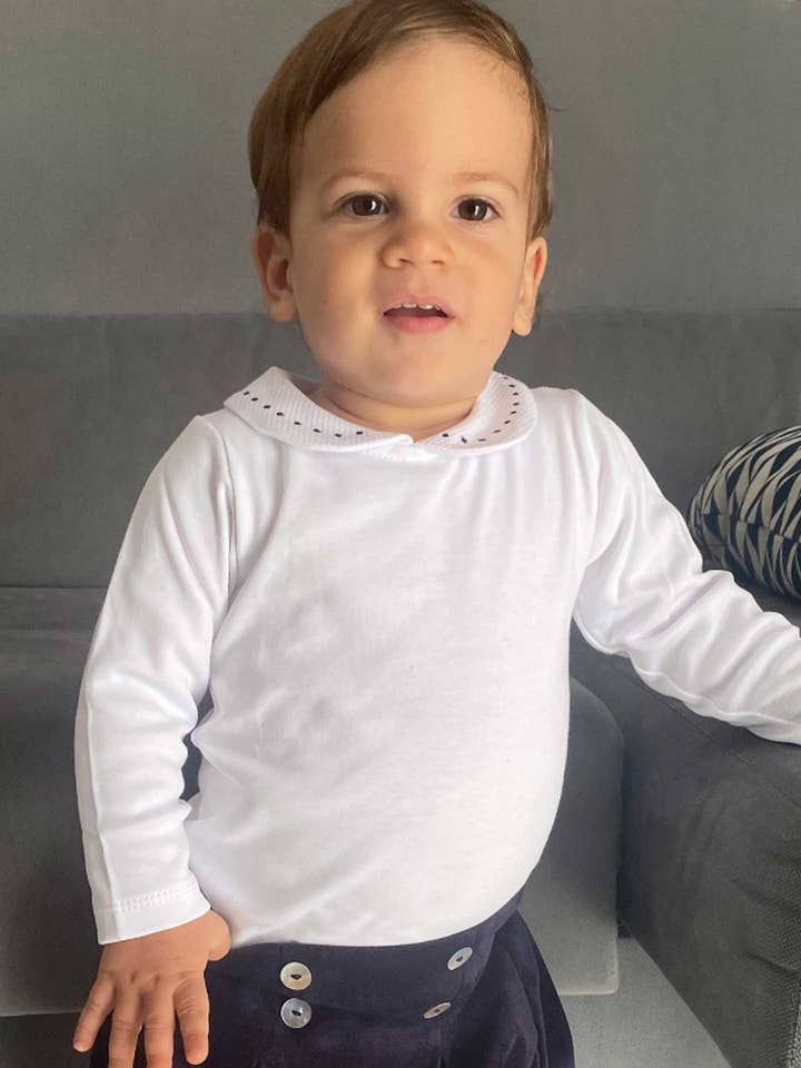 Long Sleeve Embroidered Collar Bodysuit for wholesale by Minhon