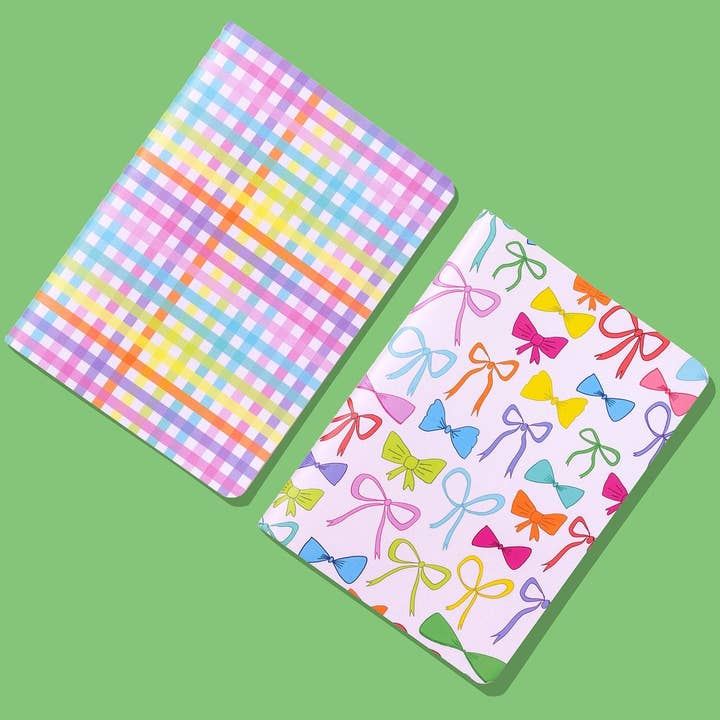 Notebook Set - Colorful Bows + Colorful Gingham - 2 Pc Set for wholesale by Taylor Elliott Designs