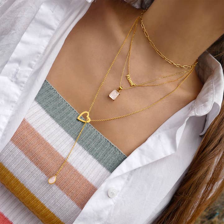 Adornia - Wholesale Link & chain necklace - Paper Clip Oval Link Layering Necklace silver gold3