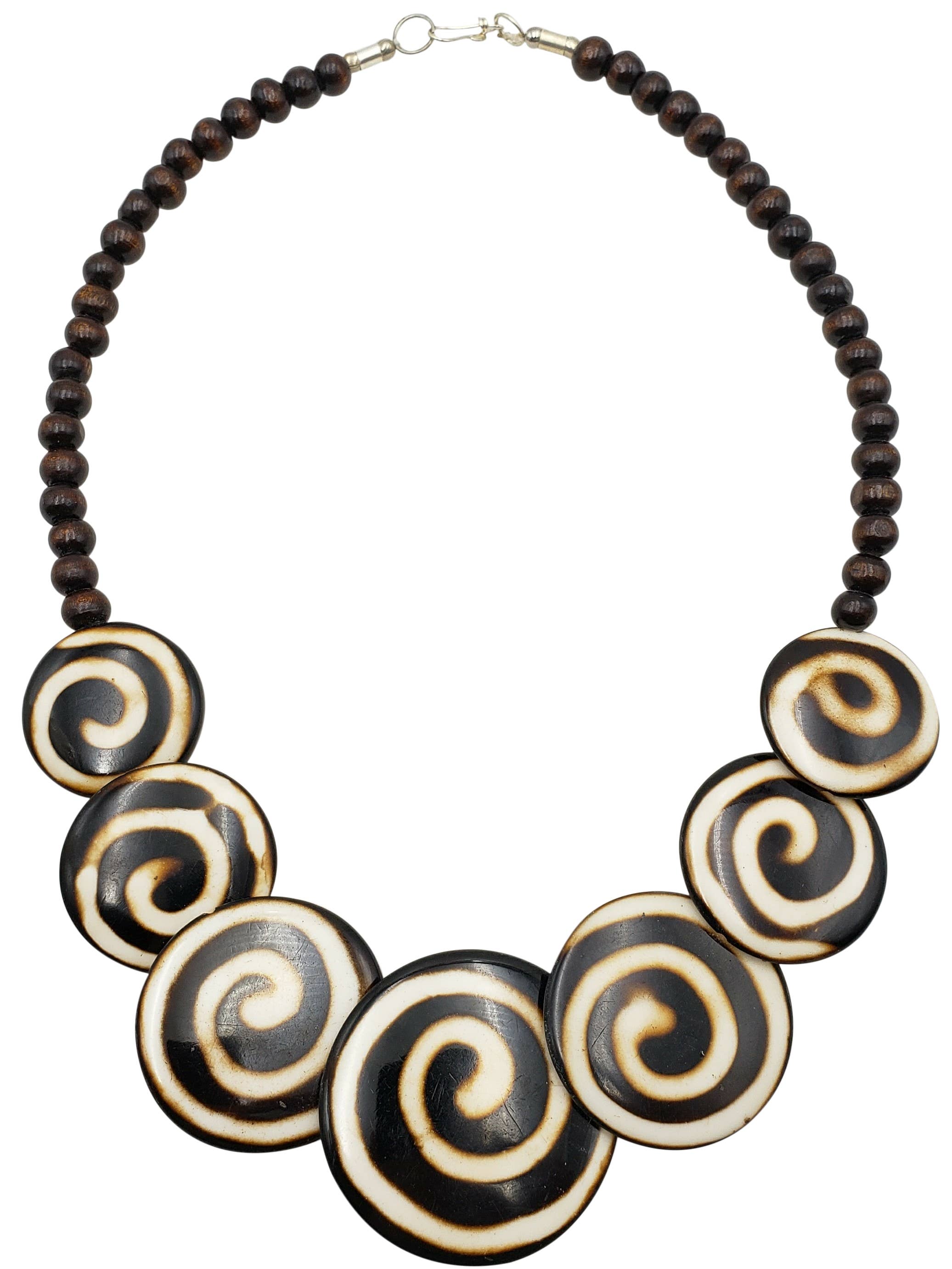 Treasure Jewelry - Venta al por mayor Collares de cuentas/perlas - Collar de resina con diseño batik y cuentas de madera1