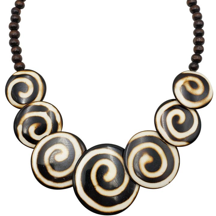 Treasure Jewelry - Wholesale Beaded/pearl necklace - Batik Print Resin Necklace With Wooden beads1