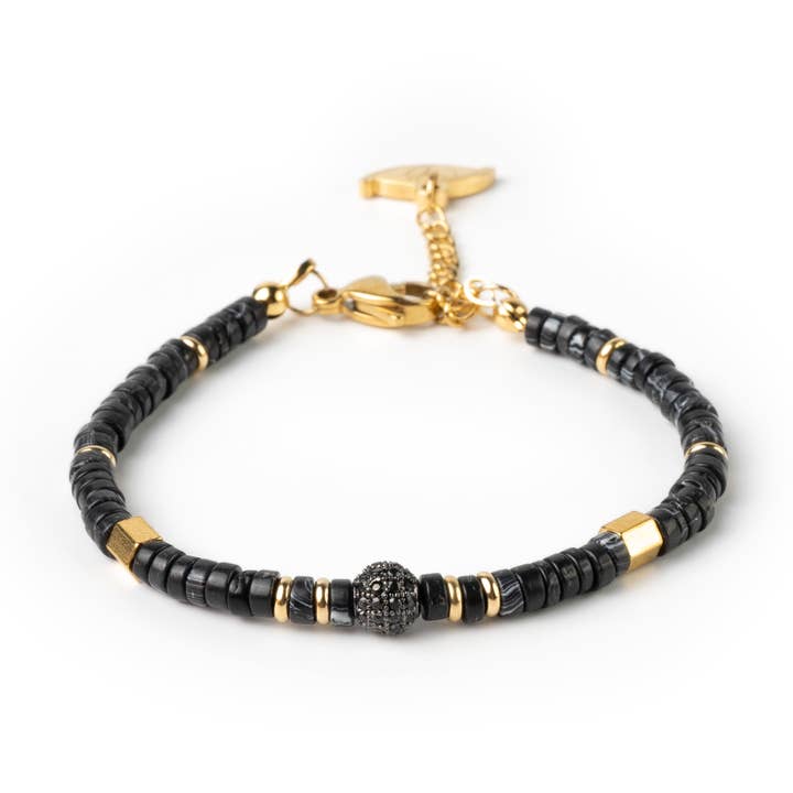 Bracelet en pierres naturelles œil de tigre et onyx pour la vente par Misfit Jewels