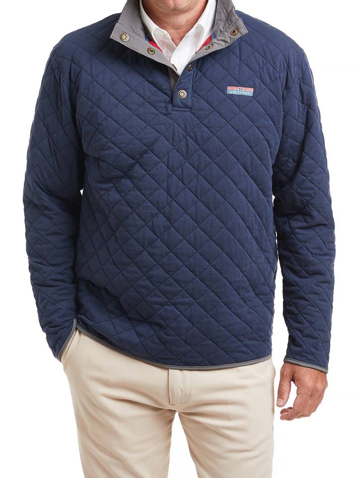 Cross Rip Quilted Sweatshirt Nantucket Navy for wholesale on Faire