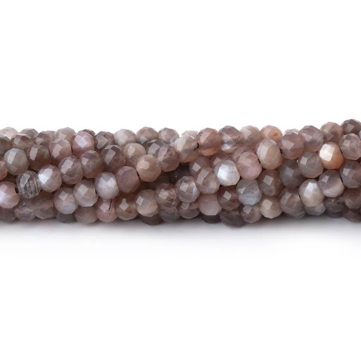 3,5 mm chocolade maansteen microgefacetteerde rondellen 12,5 inch 215 kralen voor wholesale door Beads of Cambay