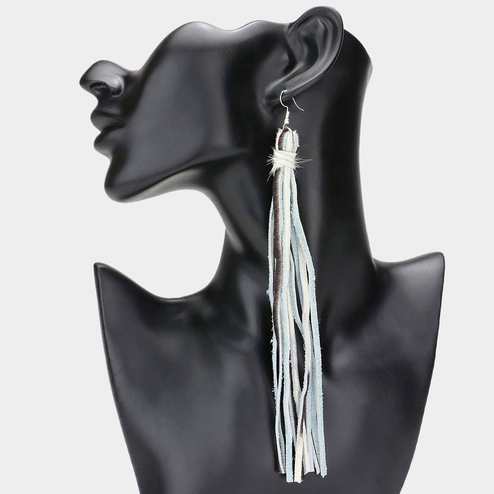 Sensibling Corp. - Vente Boucles d'oreilles pendantes - Boucles d'oreilles pendantes à pompons en cuir véritable0