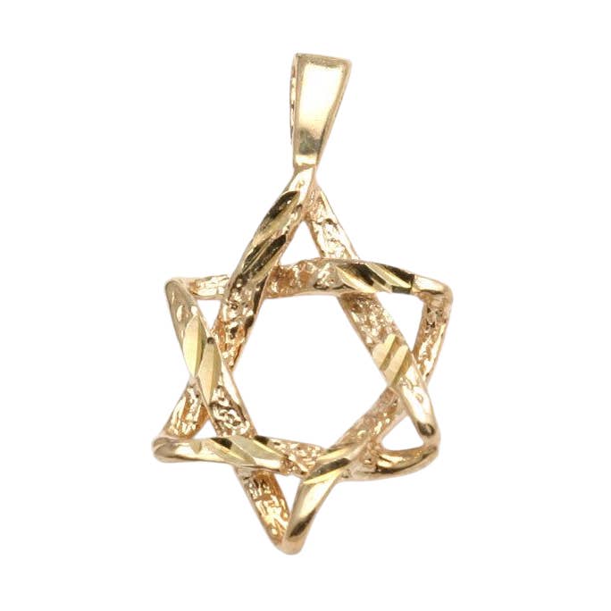 14k Yellow gold Woven Star of David Pendant for wholesale by Bareket Fine Jewelry