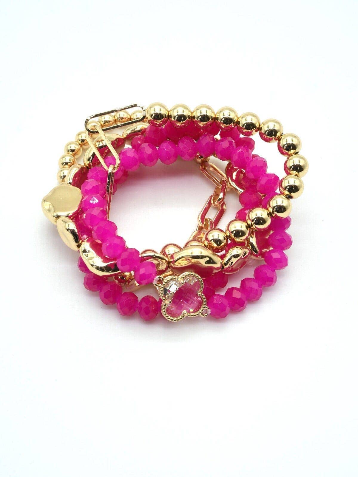 MiMi Wholesale - Wholesale Jewelry Set - Beaded Clover Accent Jewelry Set Bracelet17