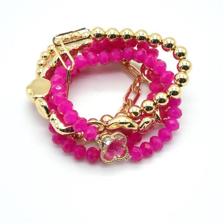 MiMi Wholesale - Wholesale Jewelry Set - Beaded Clover Accent Jewelry Set Bracelet17