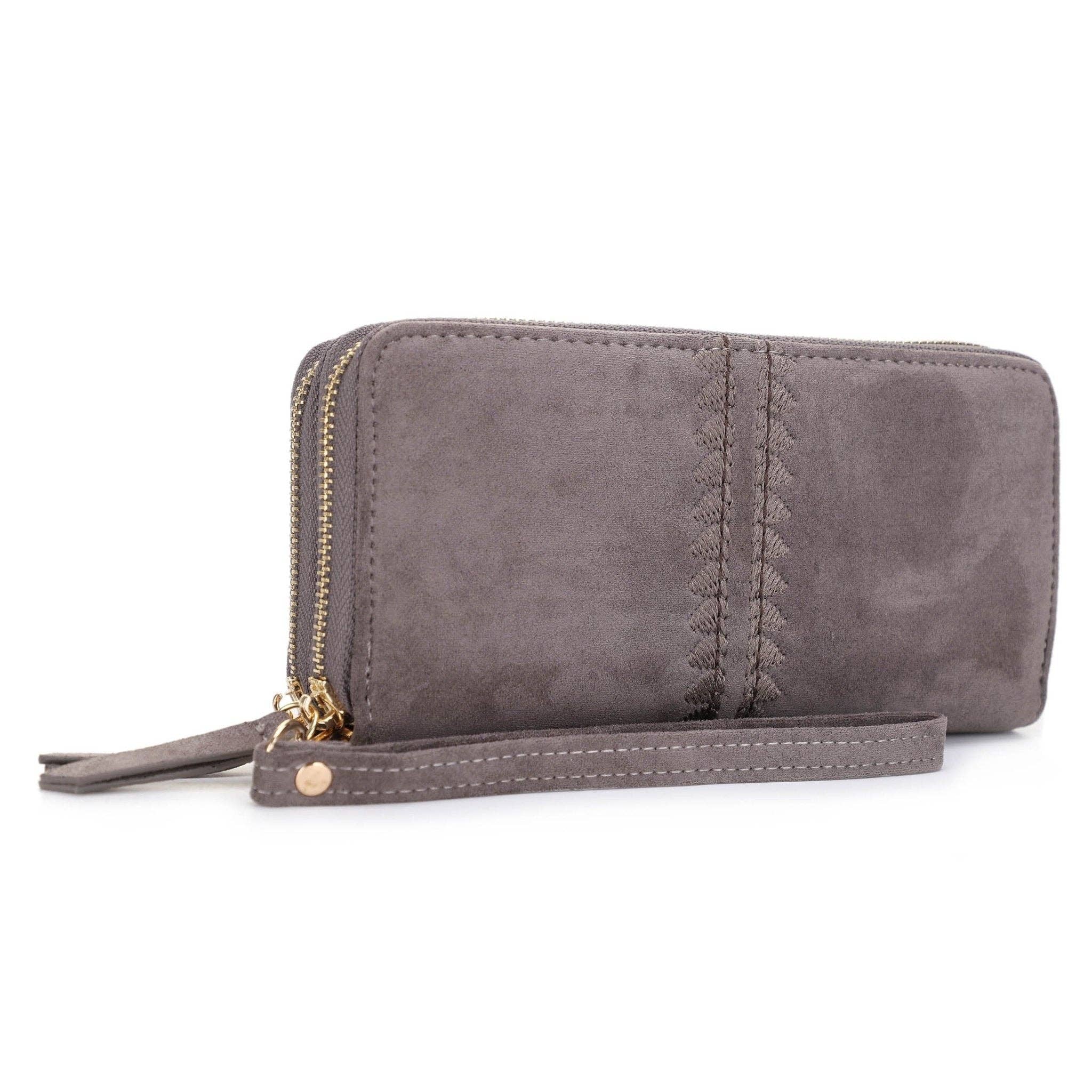 MiMi Wholesale - Wholesale Wallet - Women's - ES60164SU Sherrie Suede Double Zipper Wallet8