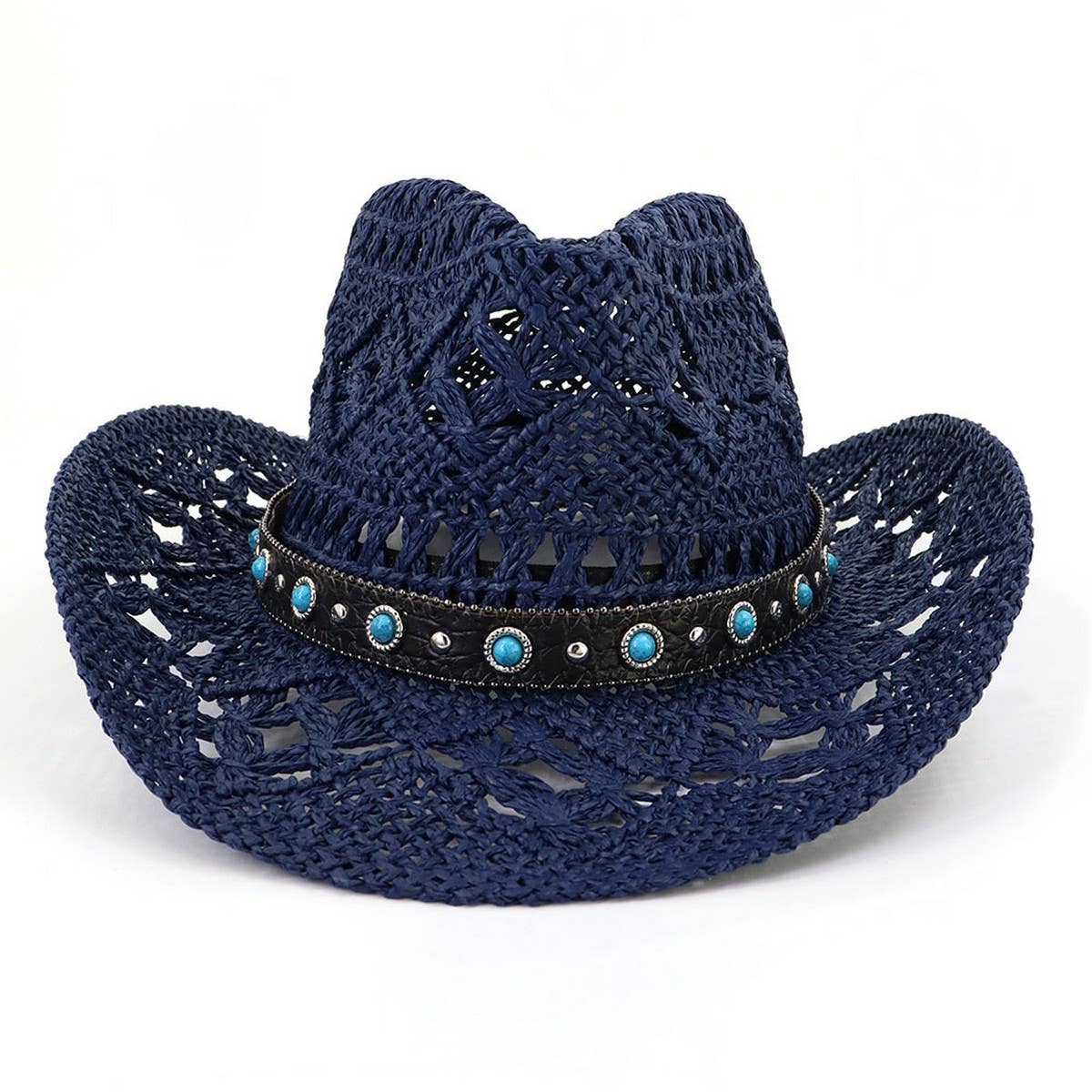 ACCITY - Wholesale Cowboy Hat - Women's - Cowboy Straw Hat with Turquoise Belt Decor_CWAH12528