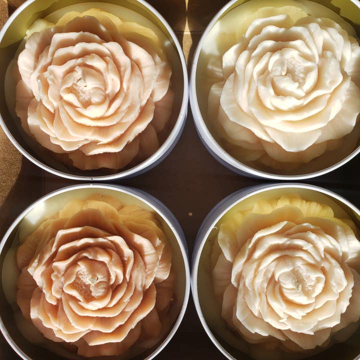 LiveYoung Candle Company - Wholesale Novelty Candle - Ombre Bouquet of Peony Candles | White Tin Flower Candle5