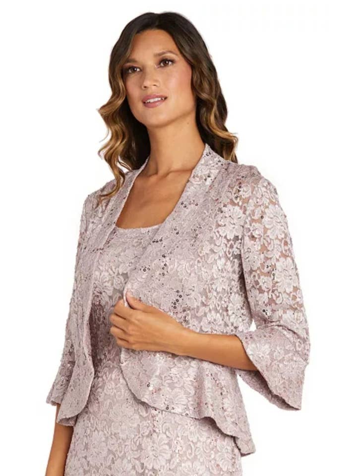 BLUSH RM Richards Sequin Lace Two-Piece Jacket Dress for wholesale on Faire4