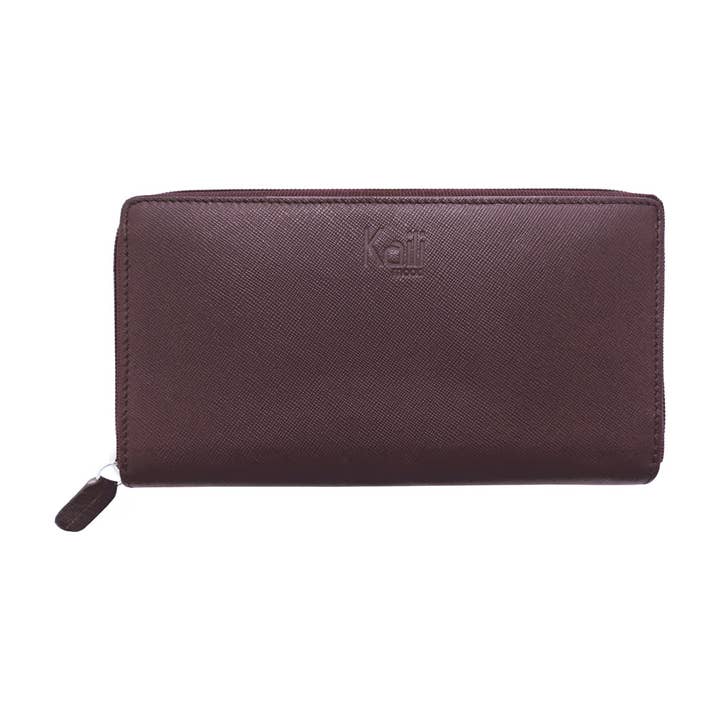 K10838XB | Portemonnee van echt Saffiano-leer voor dames. Bordeaux-kleur. 6 creditcardvakken. Afmetingen in gesloten toestand: 18,5 x 10 x 2,5 cm. Verpakking: Geschenkdoos met stevige bodem/deksel voor wholesale door Kaili mood / RENATO BORZATTA - Italy since 1978 -