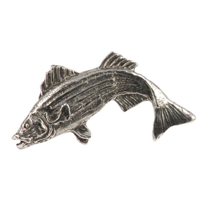 Creative Pewter Designs – Großhandel Anstecker/Button – Striped Bass Springender Fisch Zinn Anstecknadel oder Magnet S049