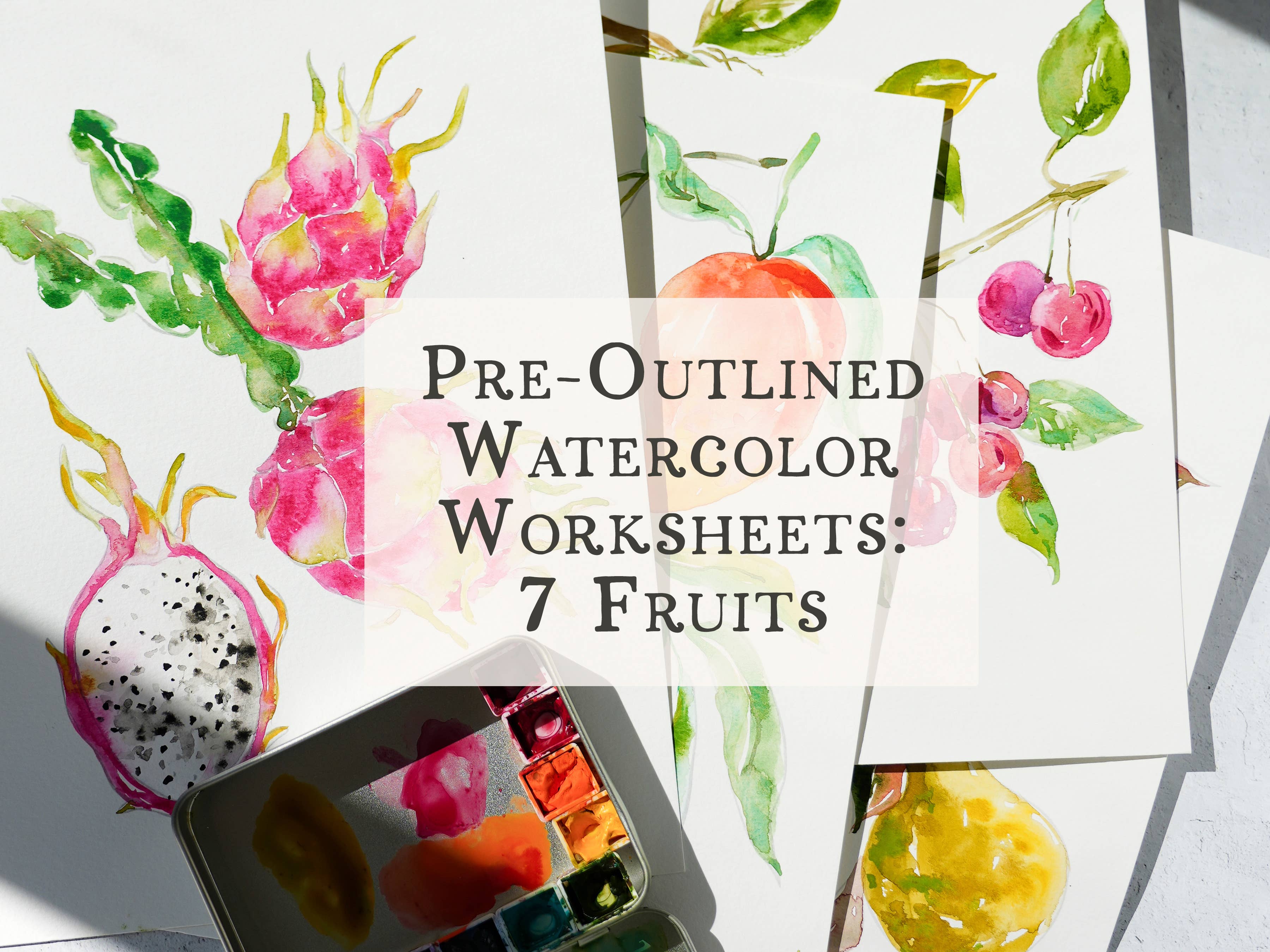 Jean Choe Art & Design - Wholesale Sketchbook/Sketchpad - Fruit Watercolor Workbook: Outlined Coloring Pages to Paint10