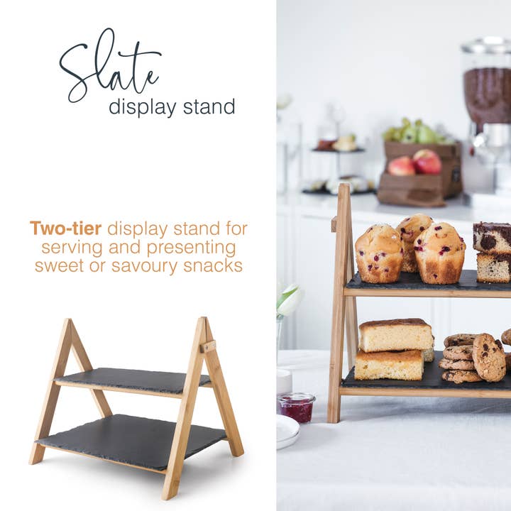 LACOR MENAJE PROFESIONAL S.L. - Vendita all'ingrosso Vassoi da portata - Espositore rettangolare a due livelli con lavagne in ardesia1