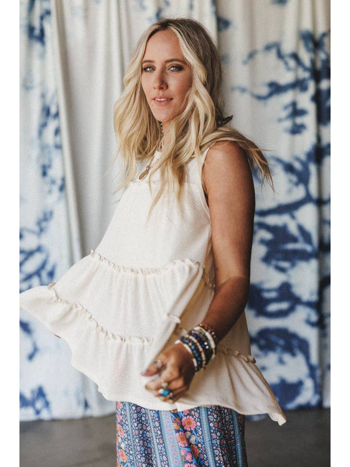 Three Bird Nest - Wholesale Blouse - Women's - Dreamy Tiers Top - Cream