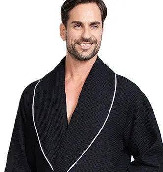 Lotus Linen - Venta al por mayor Bata - Hombre - Albornoz de doble tela tipo waffle para hombre15