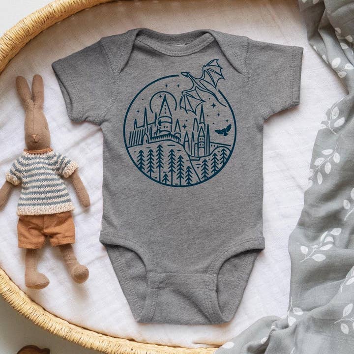 Adorable Potter & Dragon Baby Onesie© for wholesale by Keen Bee Studio