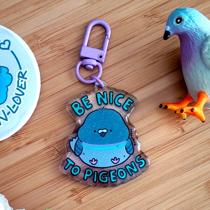 Be Nice to Pigeons Keychain for wholesale by Tiramaesu