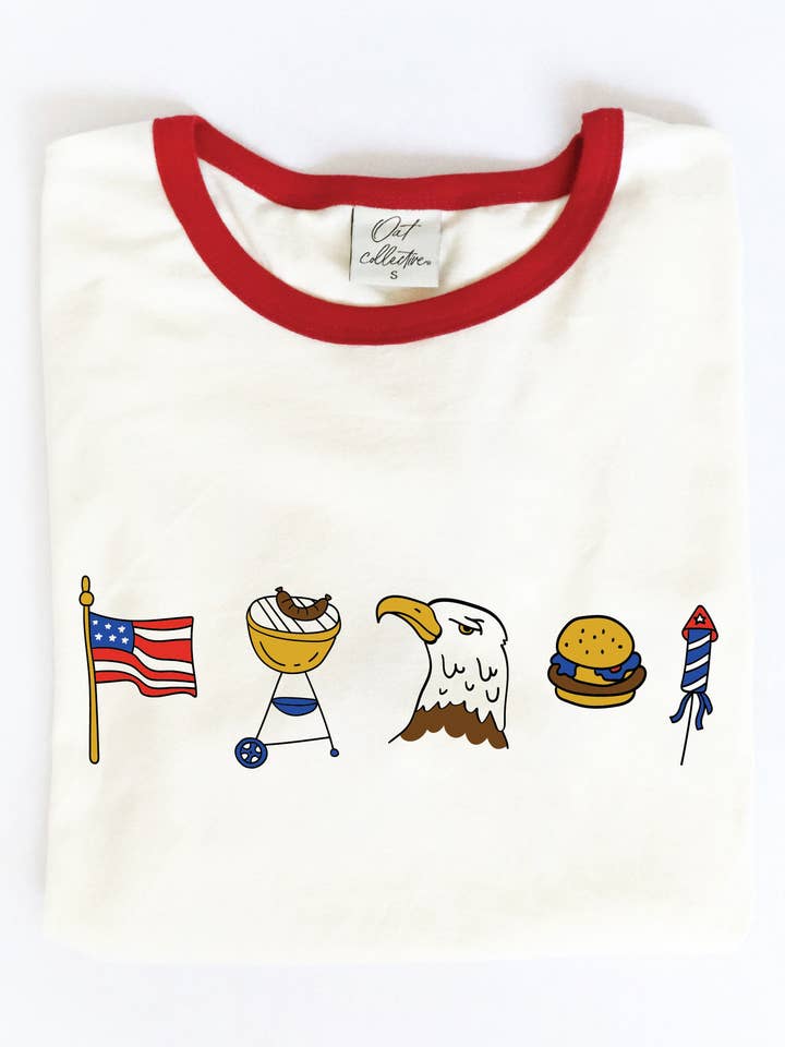 Top gráfico con anillas PATRIOTIC ROW para venta al por mayor de OAT COLLECTIVE