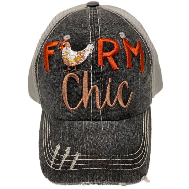 Farm Chic Women's Embroidered Baseball Cap for wholesale by May & Gray