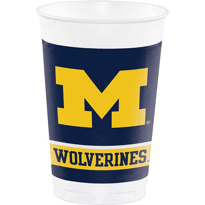 Bulk Party Decor - Wholesale Disposable Cup - Bulk University of Michigan 20 oz Plastic Cups (96 per Case)