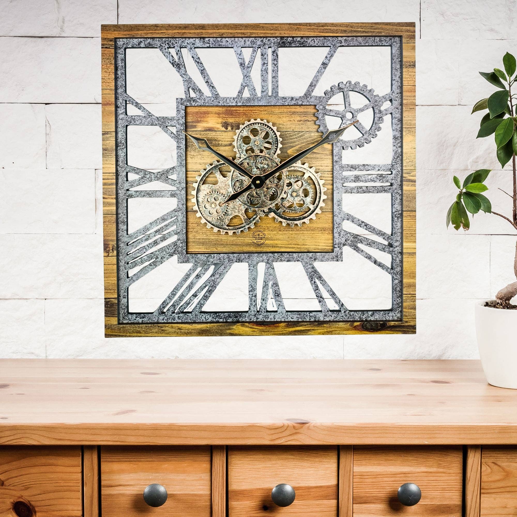 The Gears Clock - Wholesale Wall Clock - AMERICA LINE WALL CLOCK SQUARE 24 INCH WOOD AND STONE5