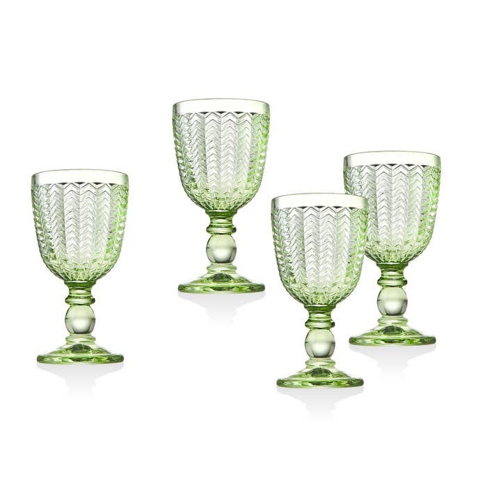 Godinger - Wholesale Wine Glass - Godinger Set of Four Twill Green Goblets