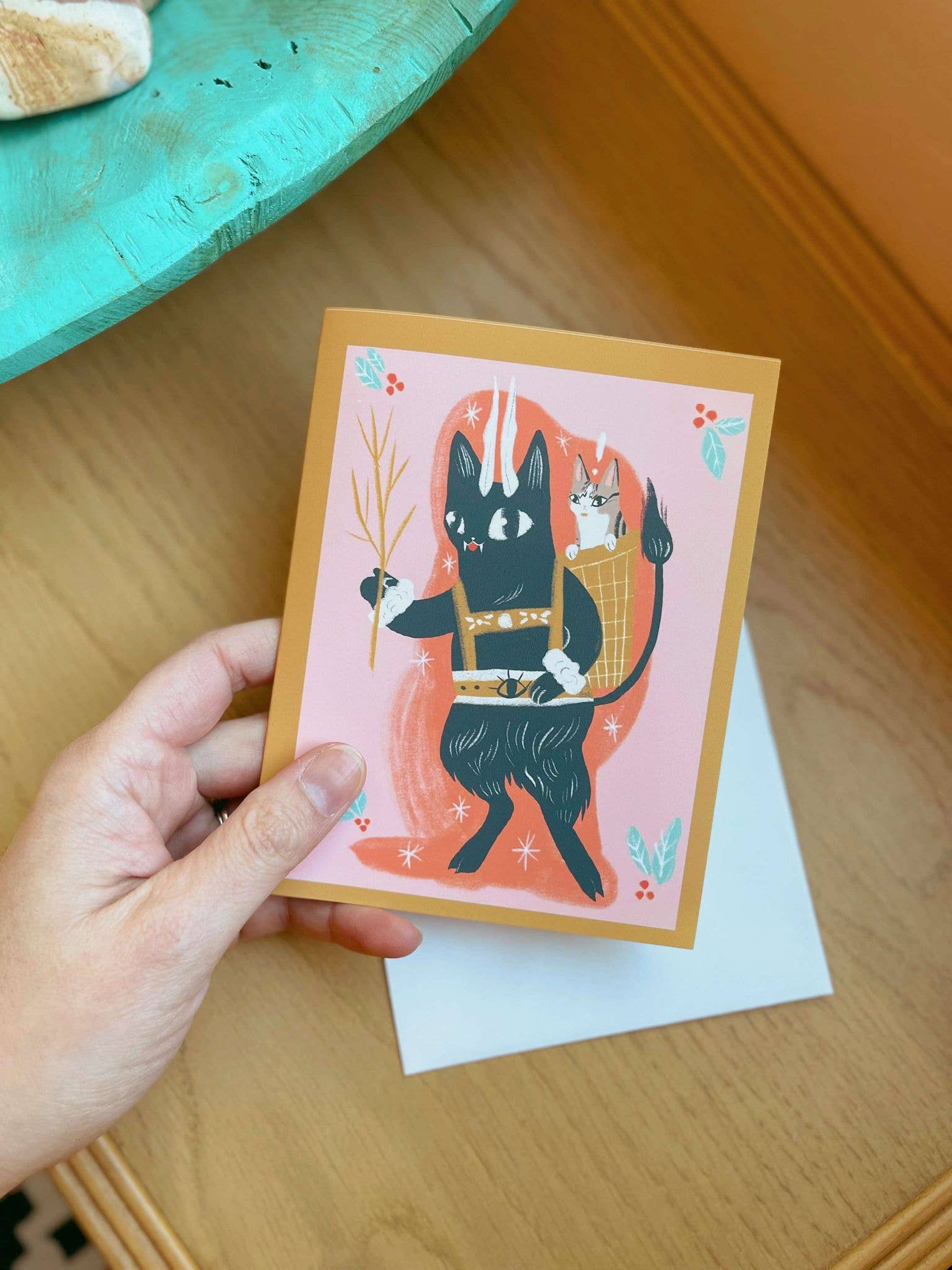 Bunny Dee - Wholesale Everyday Greeting Card - Krampuss cat blank greeting card