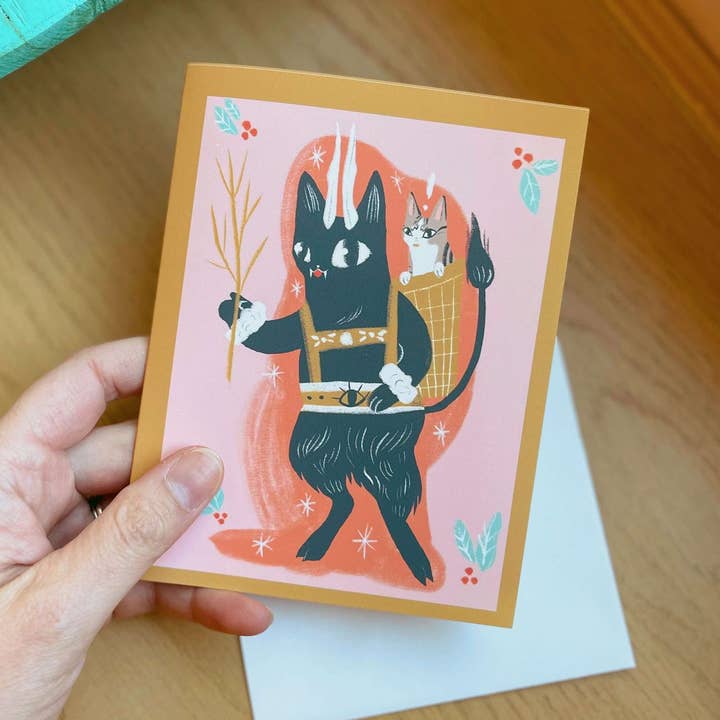 Bunny Dee - Wholesale Everyday Greeting Card - Krampuss cat blank greeting card0