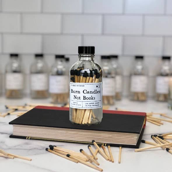 Fly Paper Products - Wholesale Matches - Burn Candles Not Books Rainbow or Black Safety Match Bottle 2