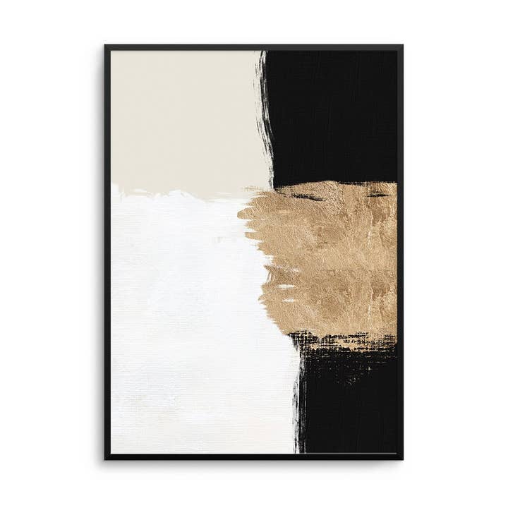 Black And Gold Strokes Print III for wholesale by D'LUXE PRINTS