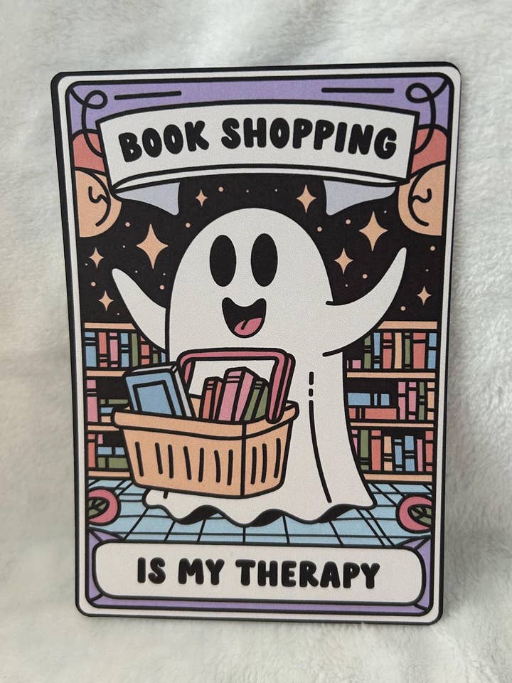 Bokshopping är min terapi söt spöke kindle e-läsare insatskort för klar fodral, kindle tillbehör dekoration, kindle, paperwhite, oasis för wholesale av Bookbestiesuk