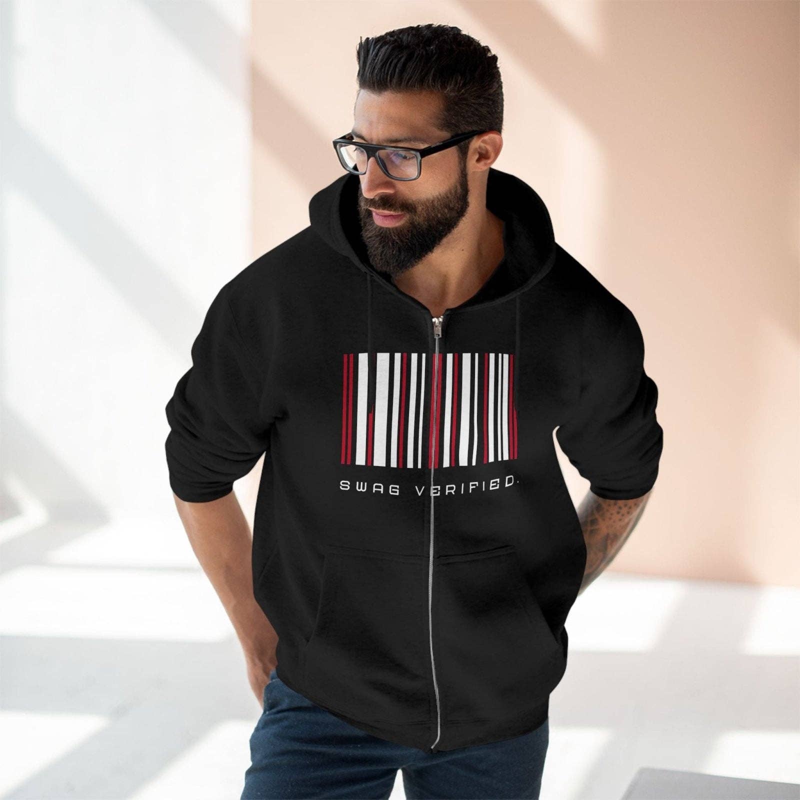 Ohhh So Swag - Wholesale Hoodie - Unisex - Swag Verified. Barcode Unisex Premium Full Zip Hoodie | US0