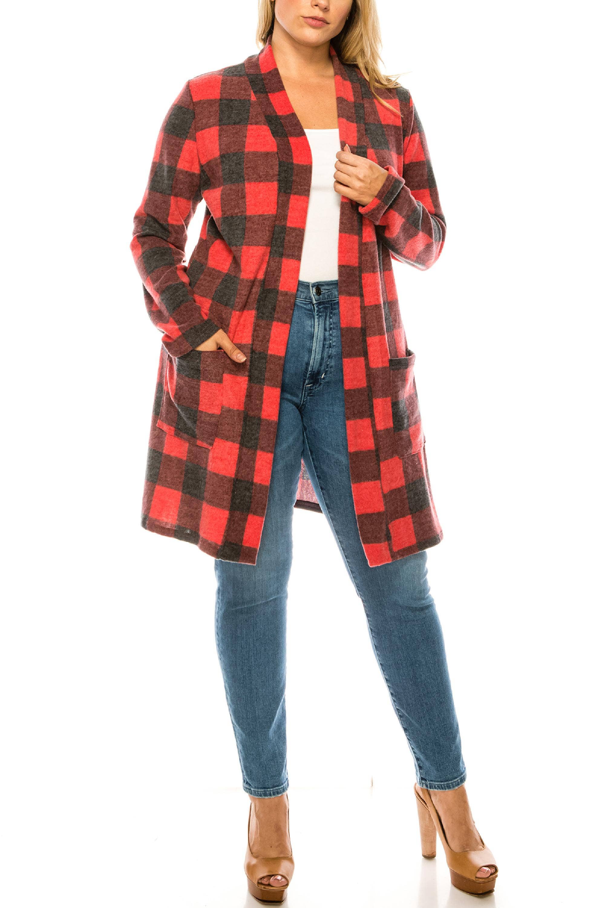 MOA COLLECTION - Wholesale Cardigan - Women's - Women's Casual Plus Size Loose Fit Midi Cardigan2